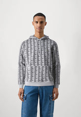 LACOSTE Felpa Monogram Con Cappuccio Grigia