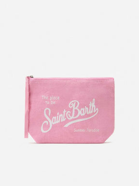 SAINT BARTH Pochette Aline In Lino Rosa