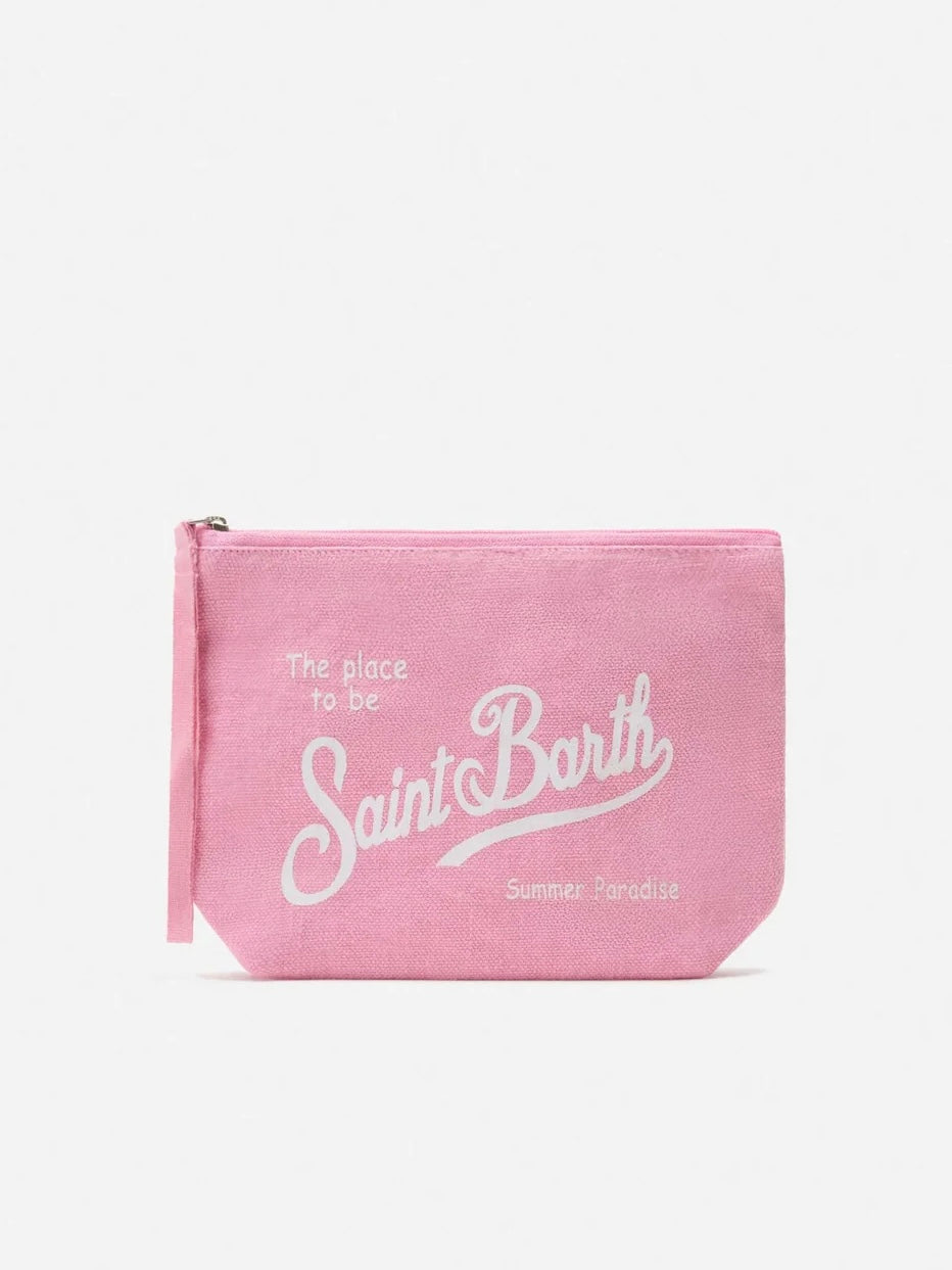 SAINT BARTH Pochette Aline In Lino Rosa