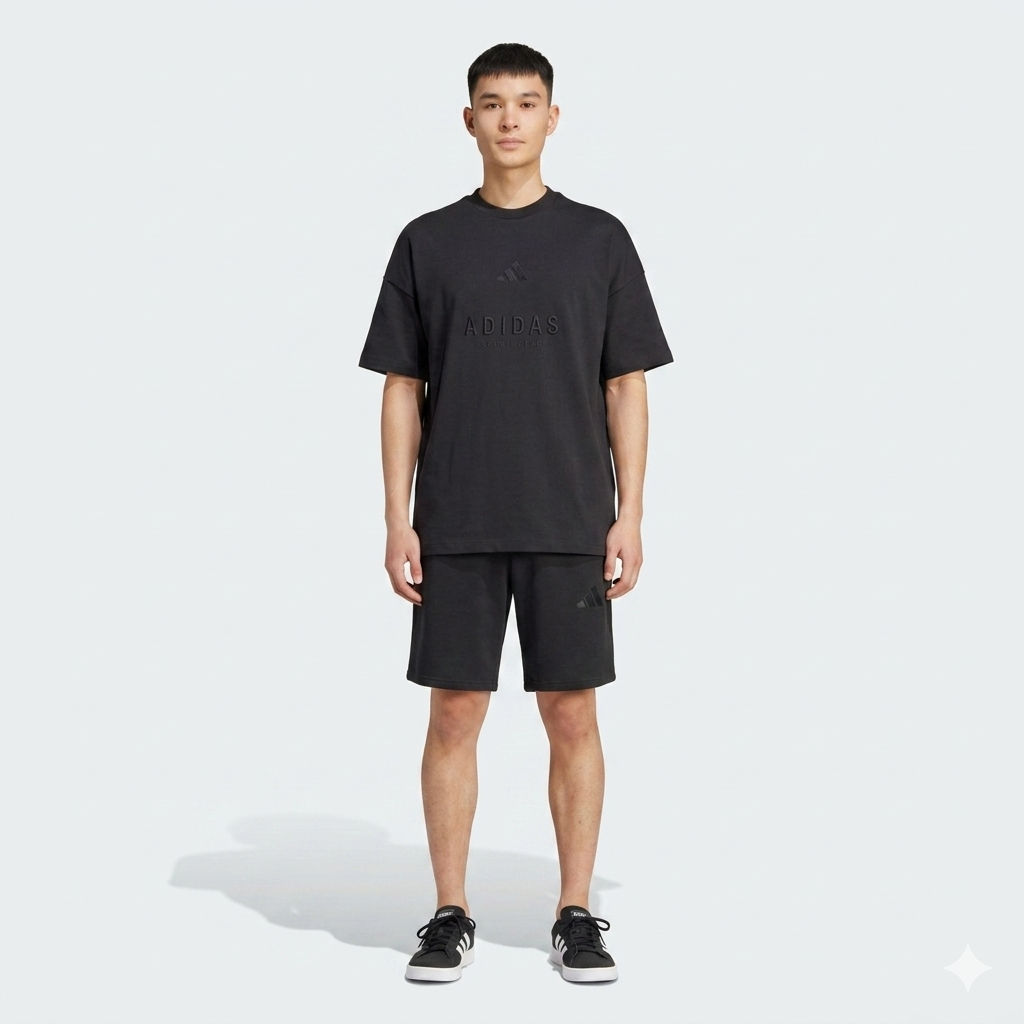 ADIDAS Performance Completino T-Shirt+Pantaloncino Con logo Ricamato Total Black