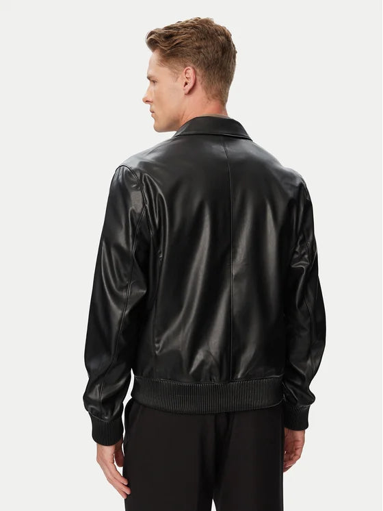 CALVIN KLEIN Giacca In Similpelle Con Logo Tono Su Tono Nera 26/27