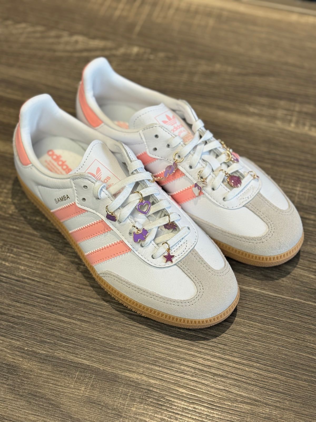 Adidas Samba Bianche e Rosa Custom Charm