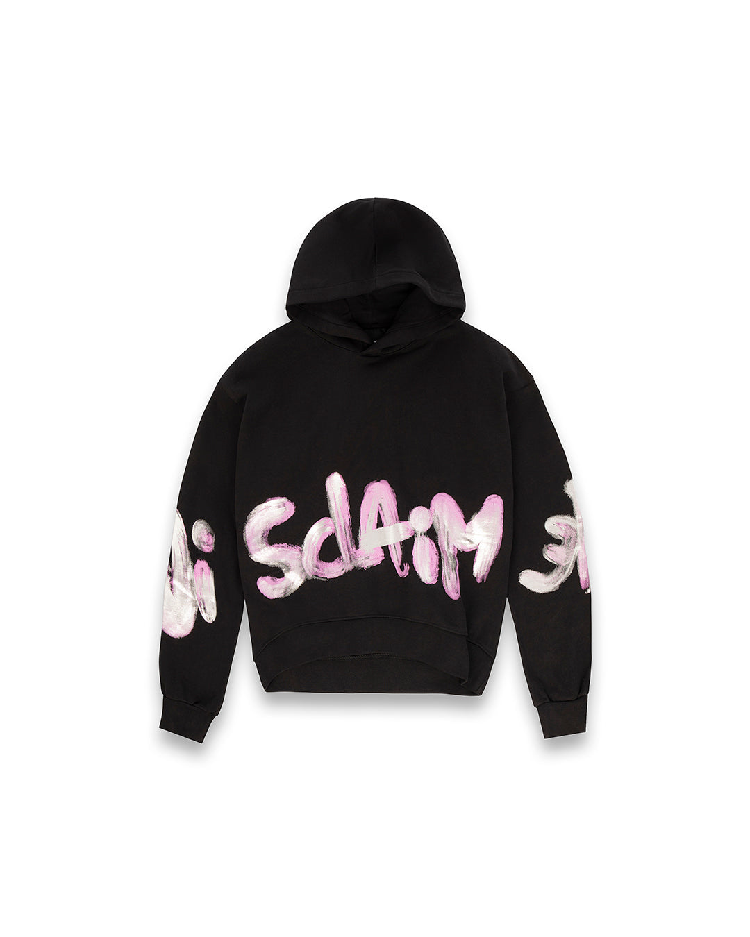 DISCLAIMER FELPA NERA/ROSA CON CAPPUCCIO DONNA