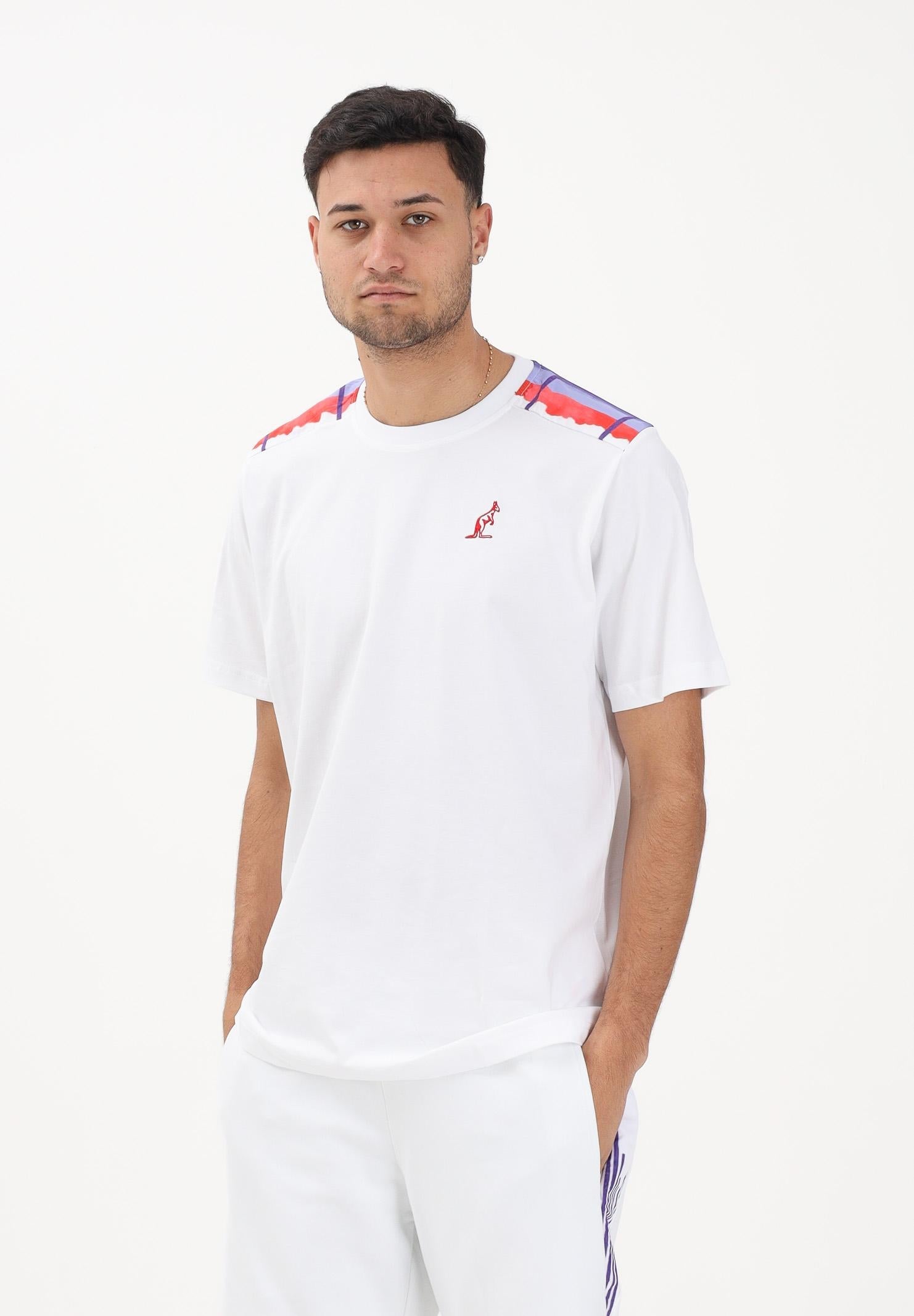 Australian Completino T-Shirt e Pantaloncino Uomo Bianco Dettagli Blu Arancio