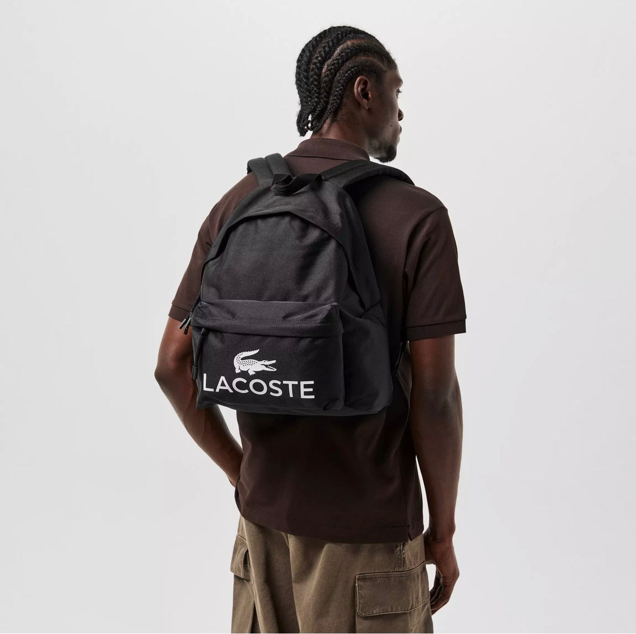 LACOSTE Zaino in Tessuto Con Logo Nero