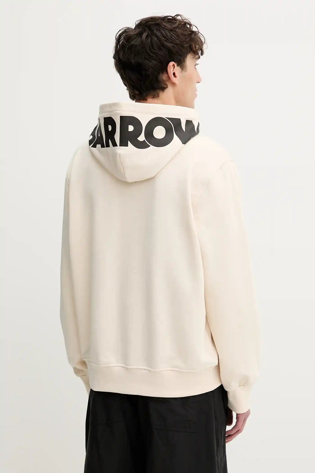 BARROW Felpa con cappuccio Con Logo Avanti e Stampa Cappuccio Beige