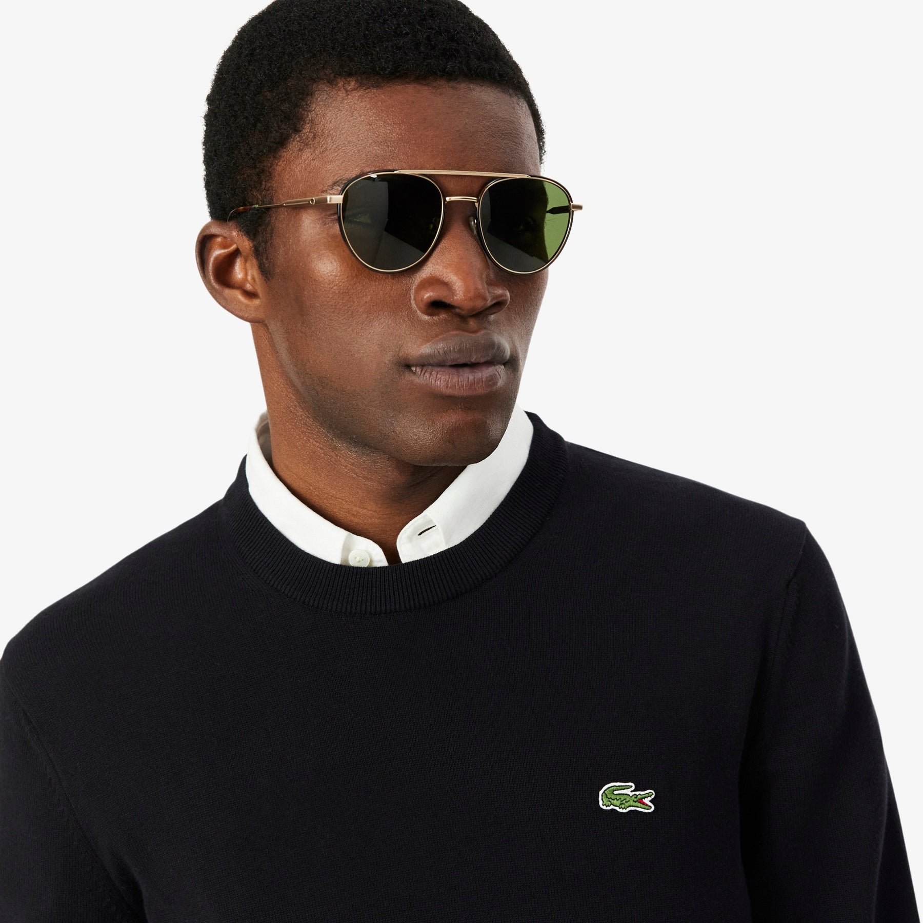 LACOSTE Pullover Girocollo Basic In Cotone Nero