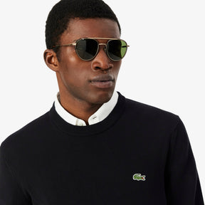 LACOSTE Pullover Girocollo Basic In Cotone Nero