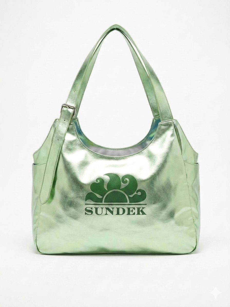 SUNDEK Borsa Da Mare  Laminata Con Logo Verde Chiaro