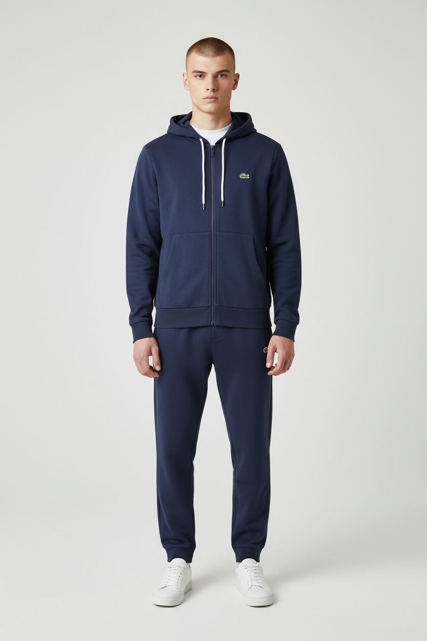 LACOSTE Tuta Felpata Con Cappuccio e Con Zip Lacoste Blu