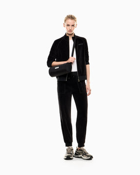 EMPORIO ARMANI DONNA TUTA ATHLETIC VELOUR IN CINIGLIA STRETCH NERA