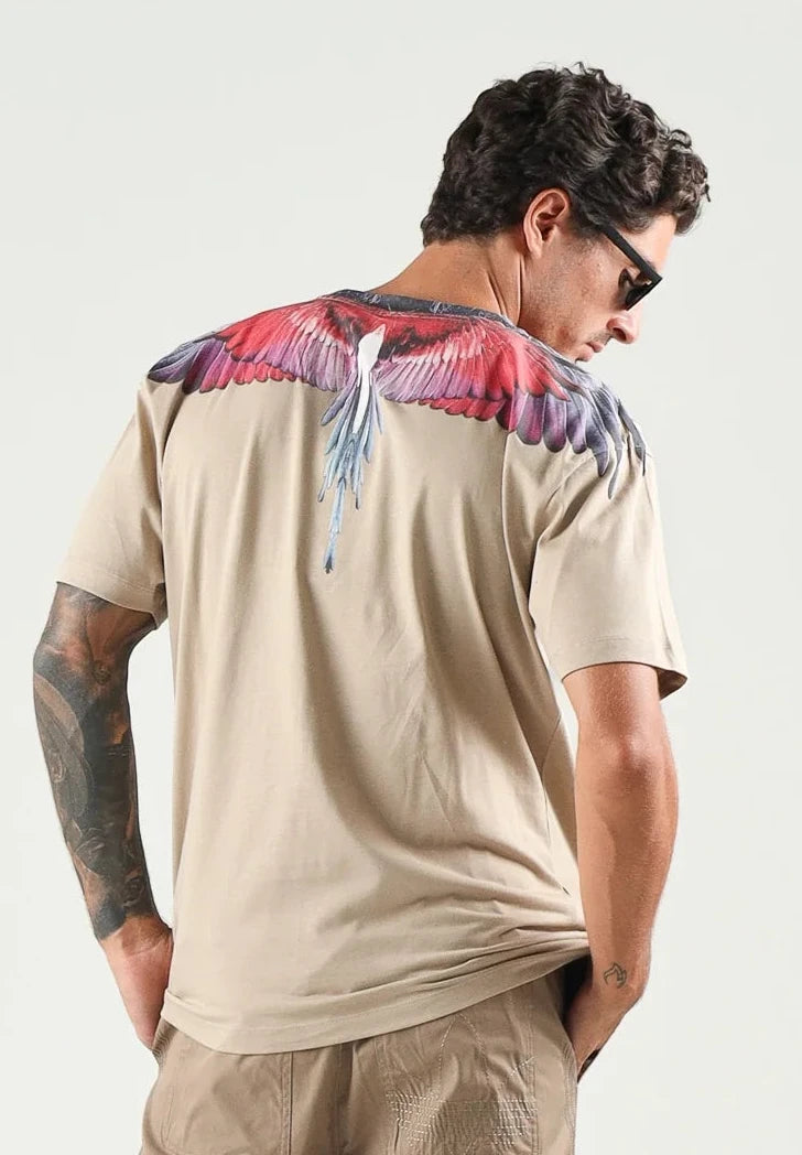 COUNTY OF MILAN T-Shirt Beige Marcelo Burlon Ali Rosse