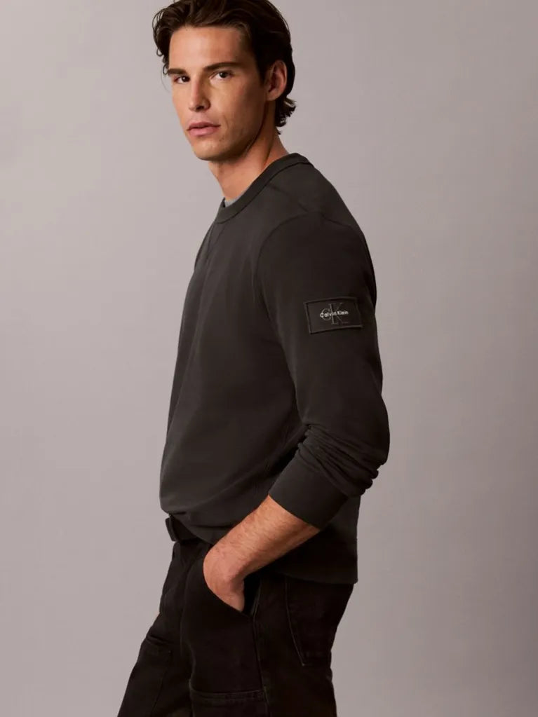 CALVIN KLEIN Felpa Girocollo Logo Manica Nero
