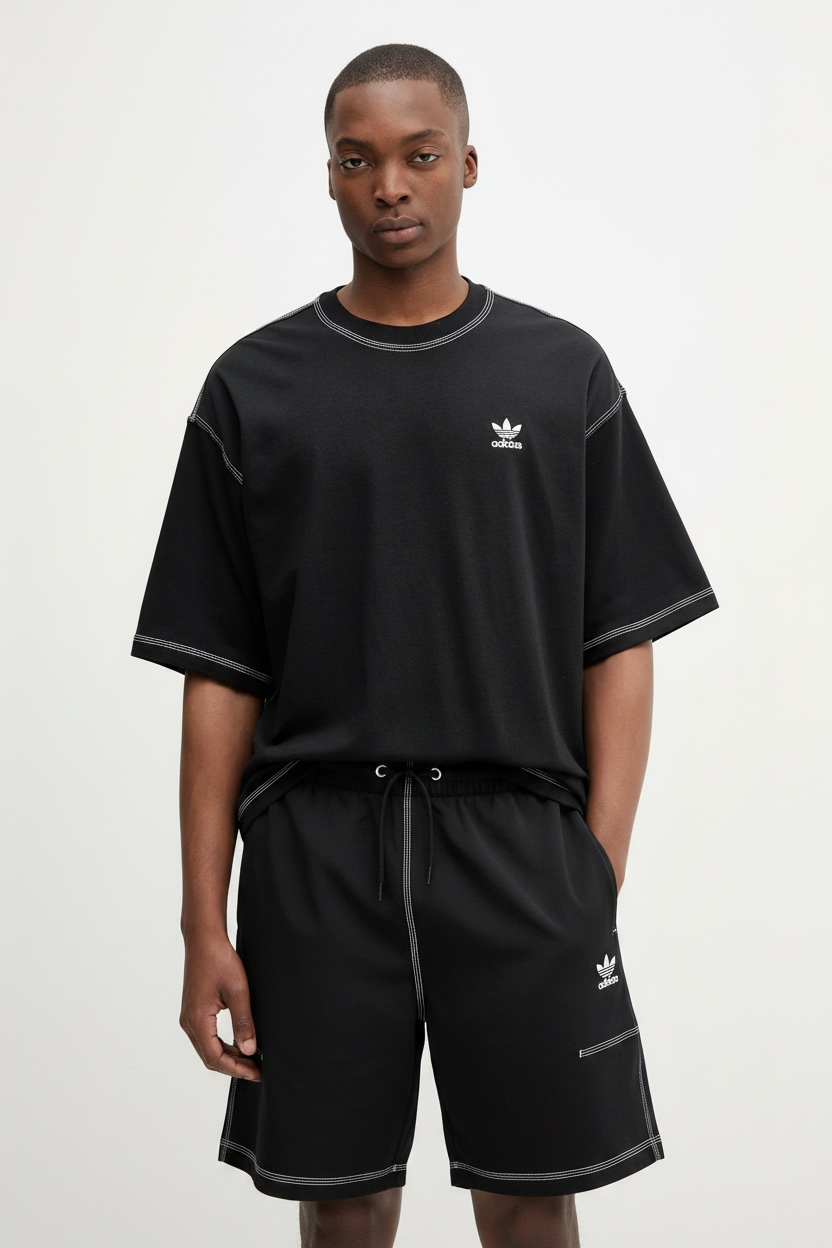 Adidas Completino Originals Uomo Nero Cuciture a Contrasto