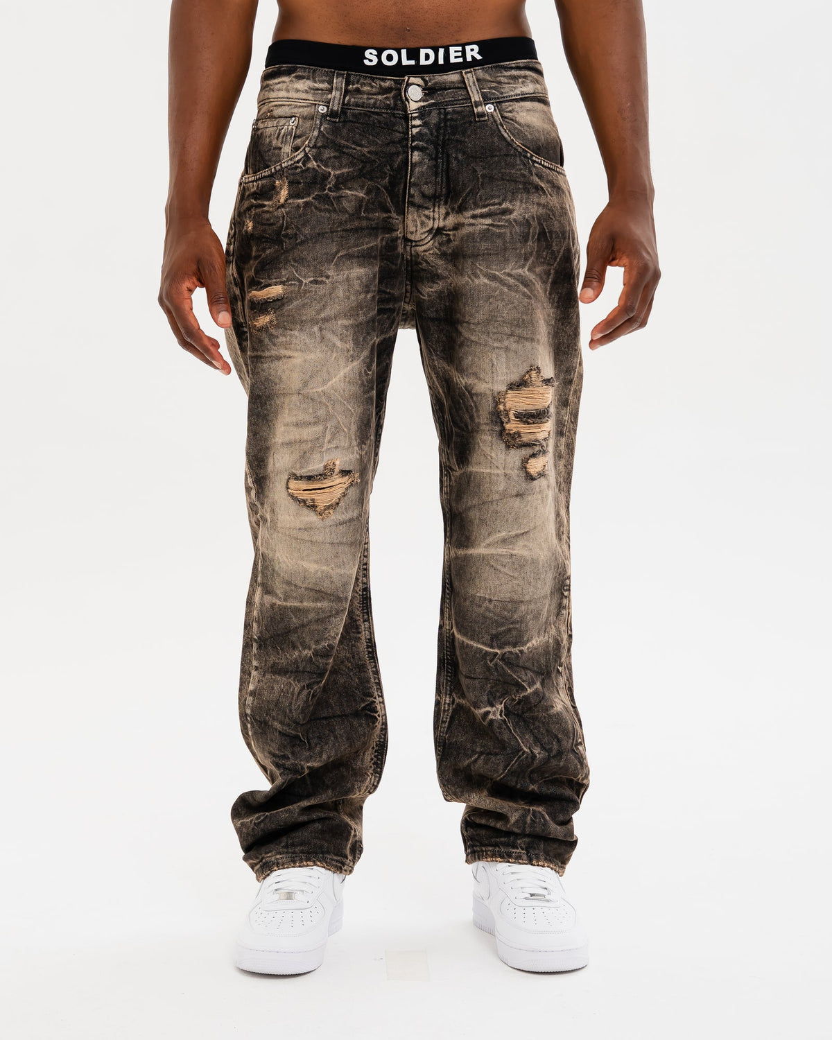 SOLDIER Jeans Baggy Made in Italy Nero Sabbiato