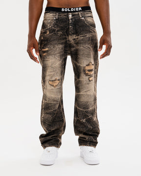 SOLDIER Jeans Baggy Made in Italy Nero Sabbiato