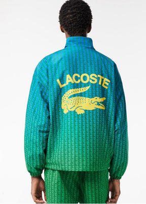 LACOSTE Tuta Leggera Monogram In Microfibra Con Zip Verde