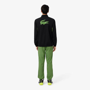 LACOSTE Tuta Con Logo Retro In Microfibra Nera/Verde