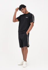 EMPORIO ARMANI Completino T-Shirt/Pantalonicno con Bande Laterani Nero/Beige