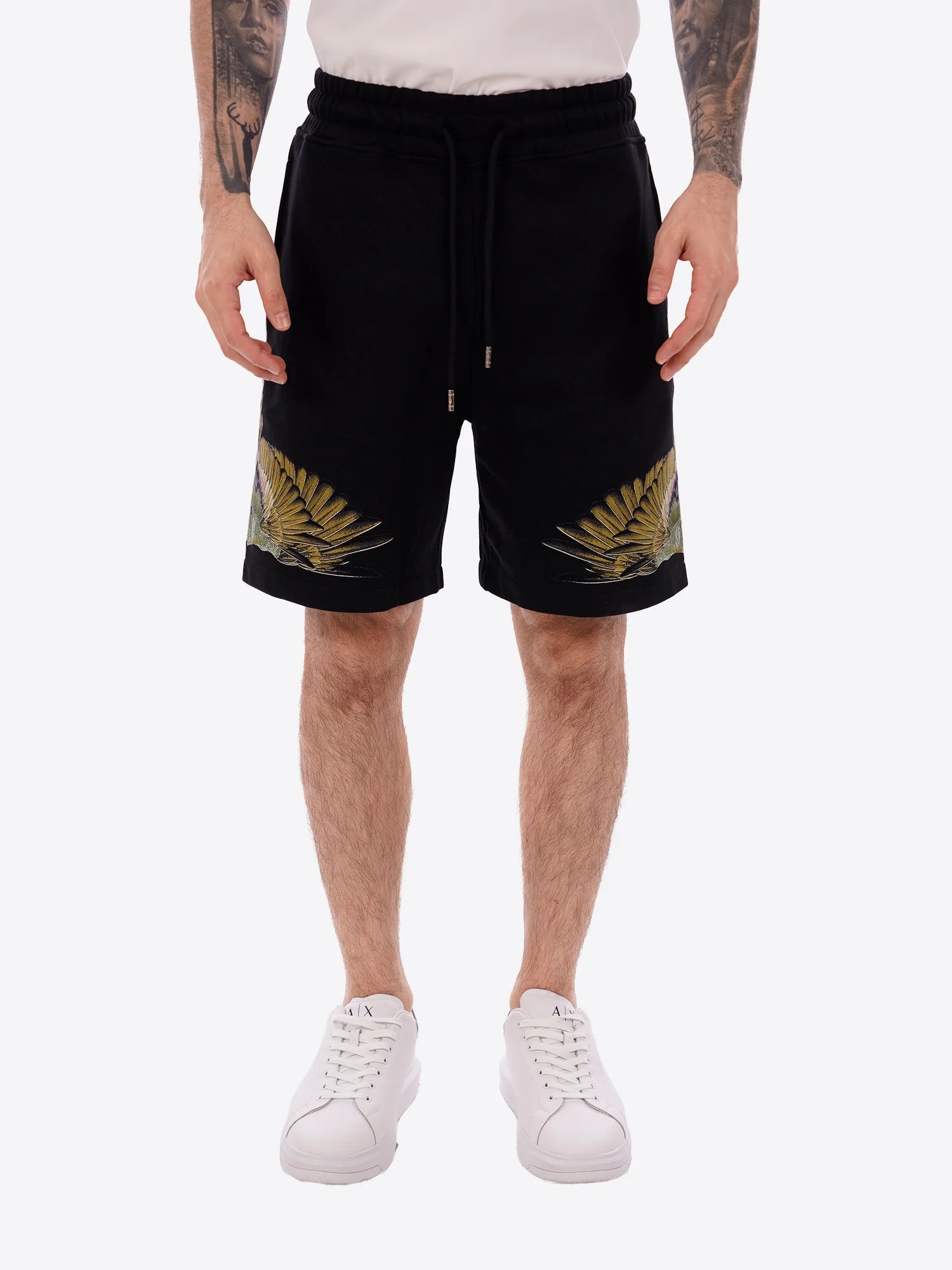 COUNTY OF MILAN Completino Marcelo Burlon T-Shirt Bianca e Pantaloncino Nero Ali Verde