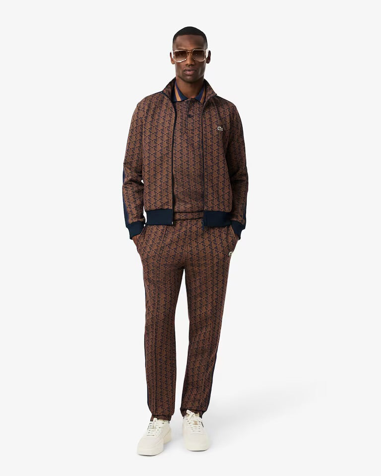 LACOSTE Tuta Monogram Con Zip Marrone/Blu