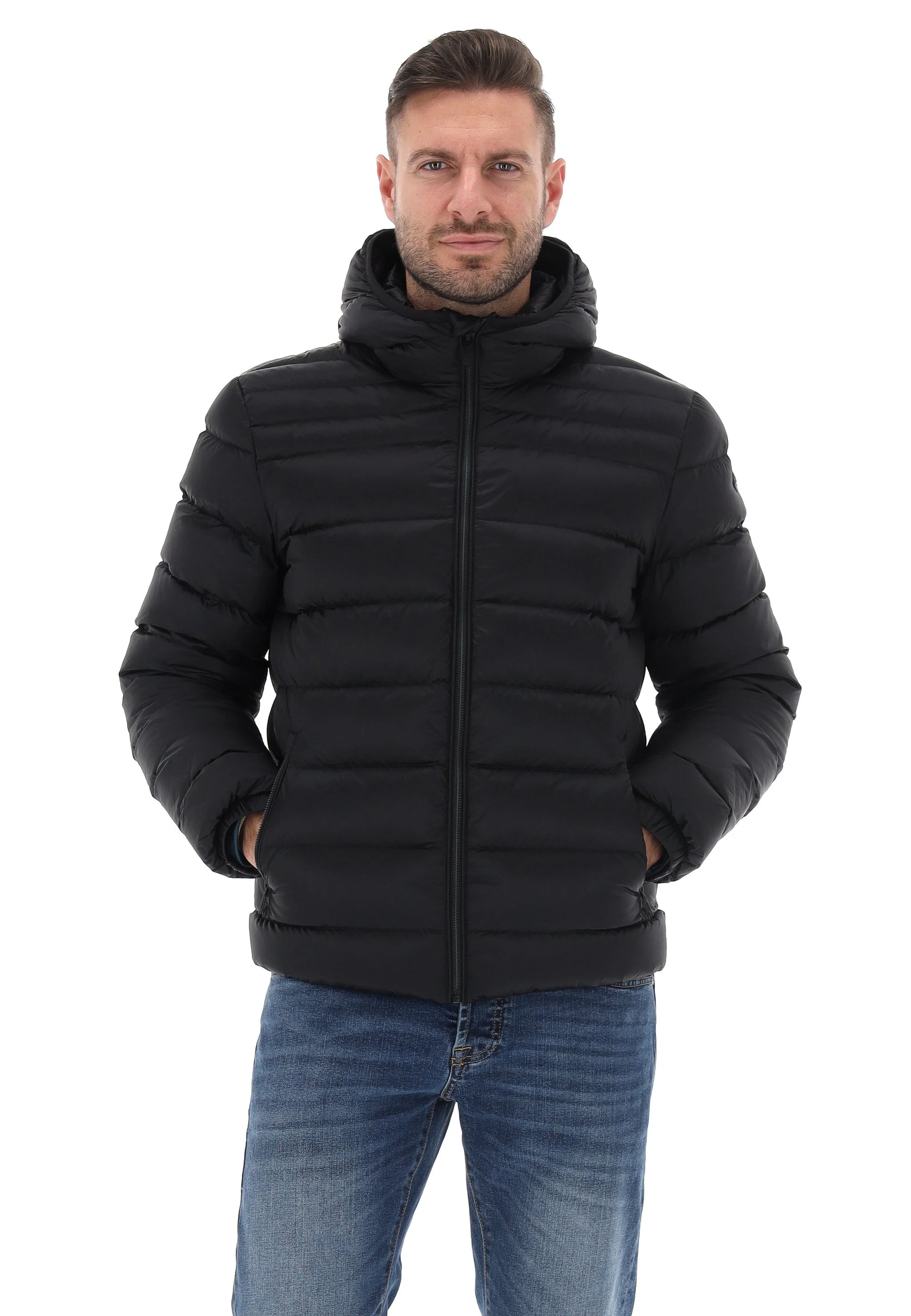 CANADIENS Giubbotto Invernale Piumino Con Cappuccio Nero