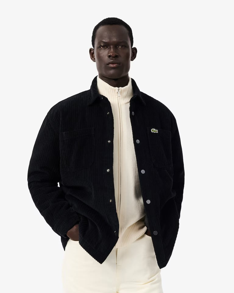 LACOSTE Camicia In Velluto A Costine Nero