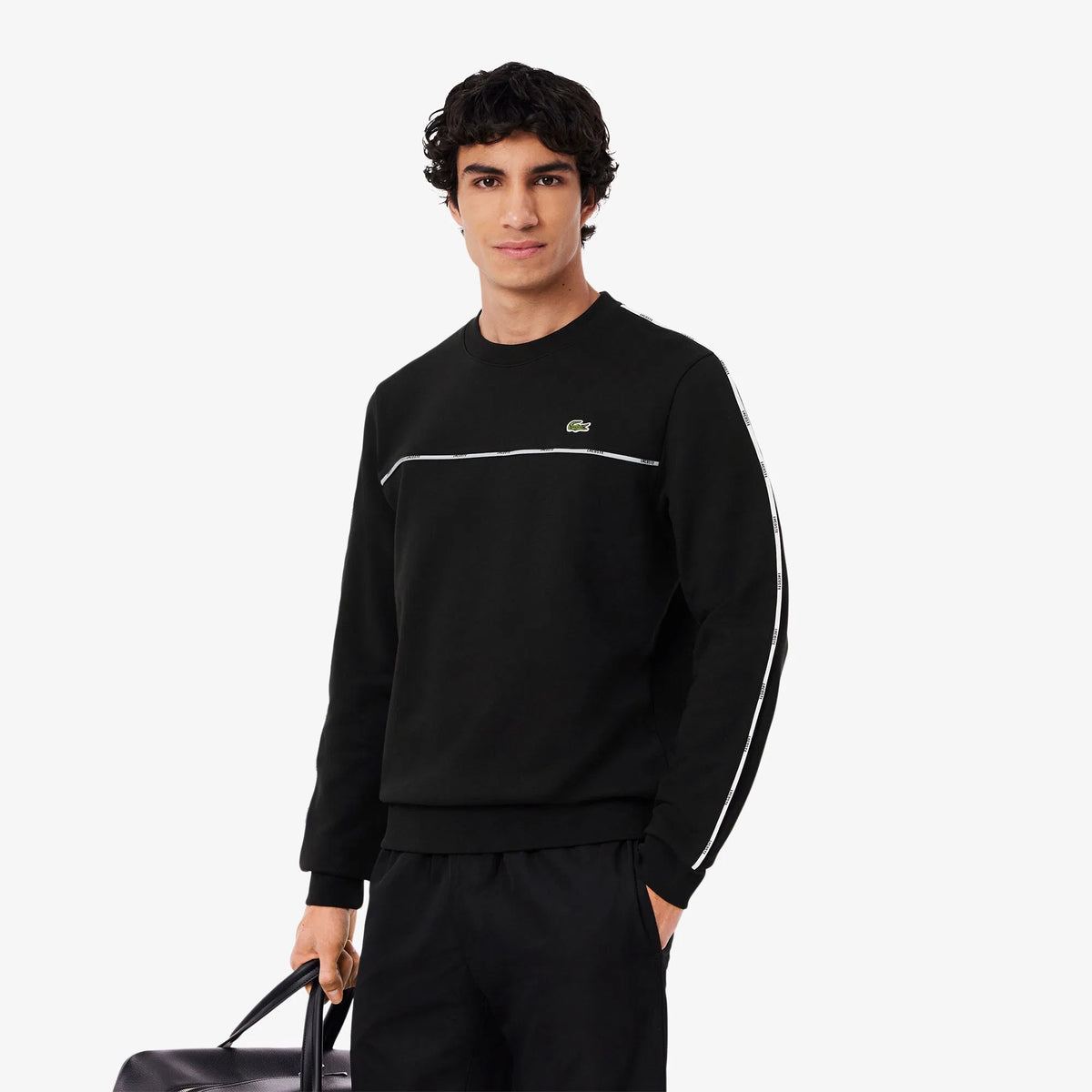 LACOSTE Felpa Girocollo a Righe Nera