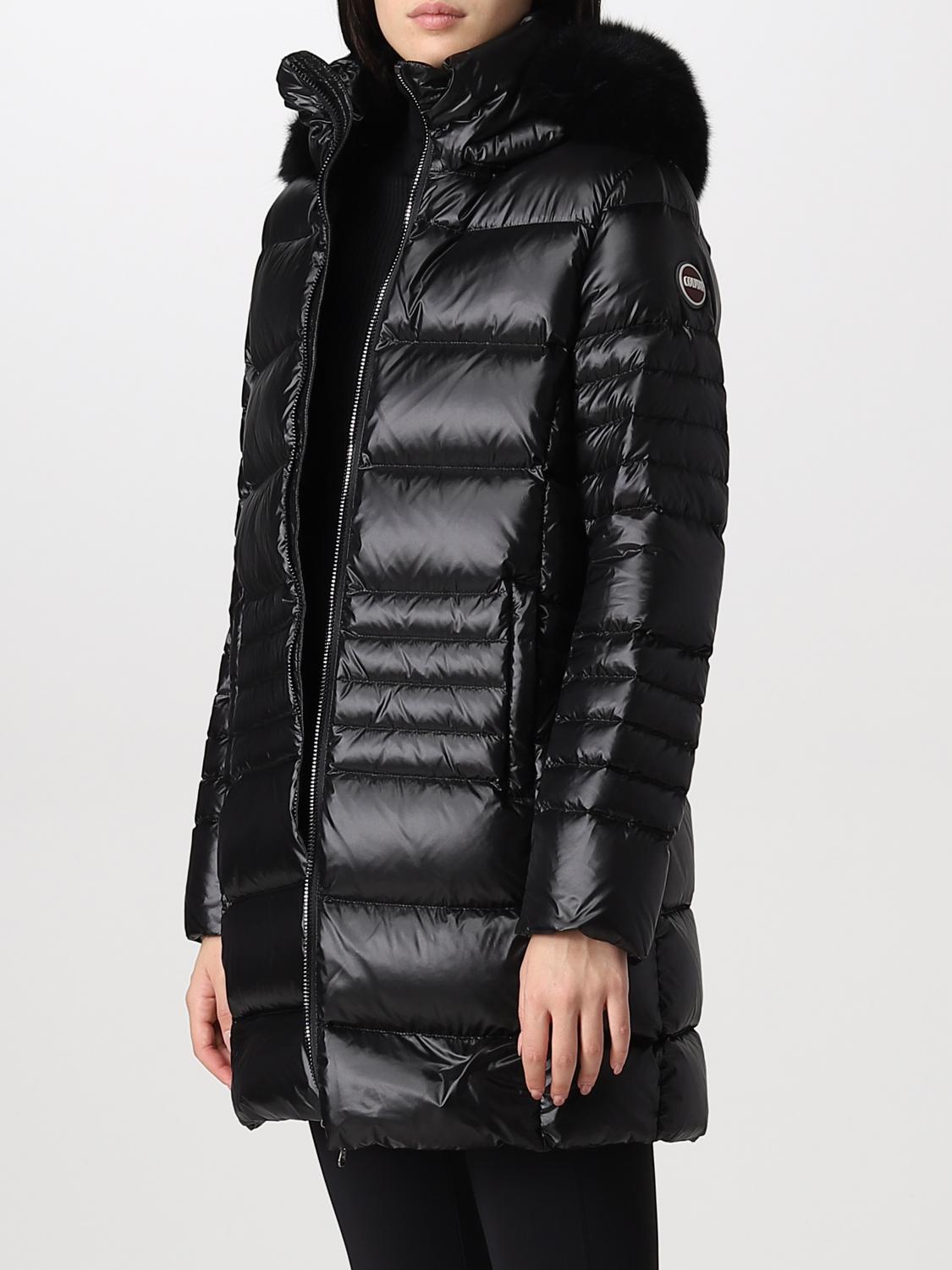 COLMAR DONNA GIUBBOTTO FASCIATO LUNGO CON PELLICCIA NERO