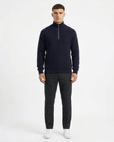 GIANNI LUPO Maglioncino Collo Alto Mezza Zip Blu Navy