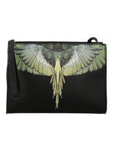 COUNTY OF MILAN MARCELO BURLON Pochette In Ecopelle Con Stampa Ali Verdi Nero