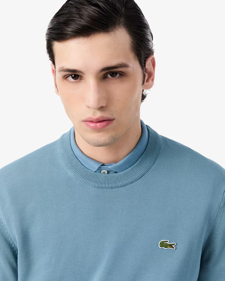 LACOSTE Pullover Girocollo Basic In Cotone Avion