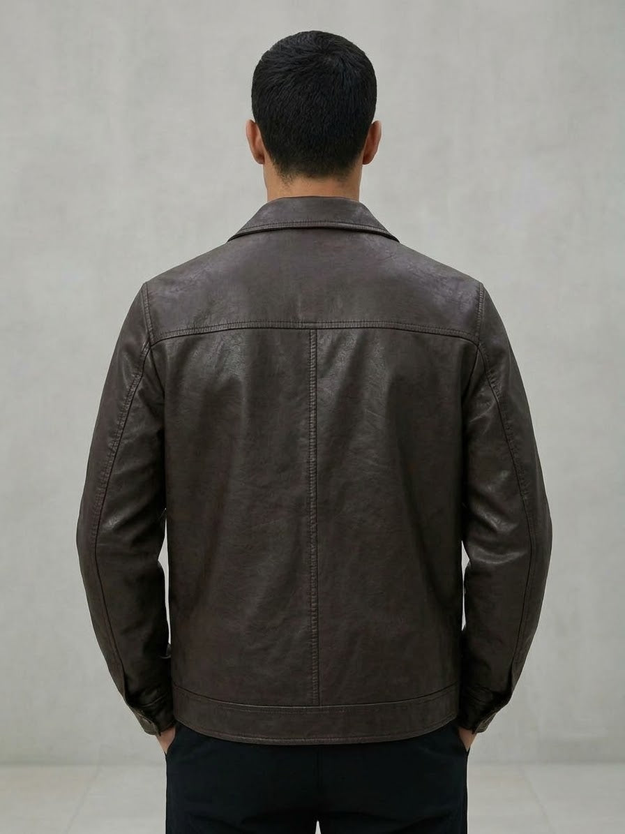 TIFFOSI Jacket In Pelle Con Zip Marrone