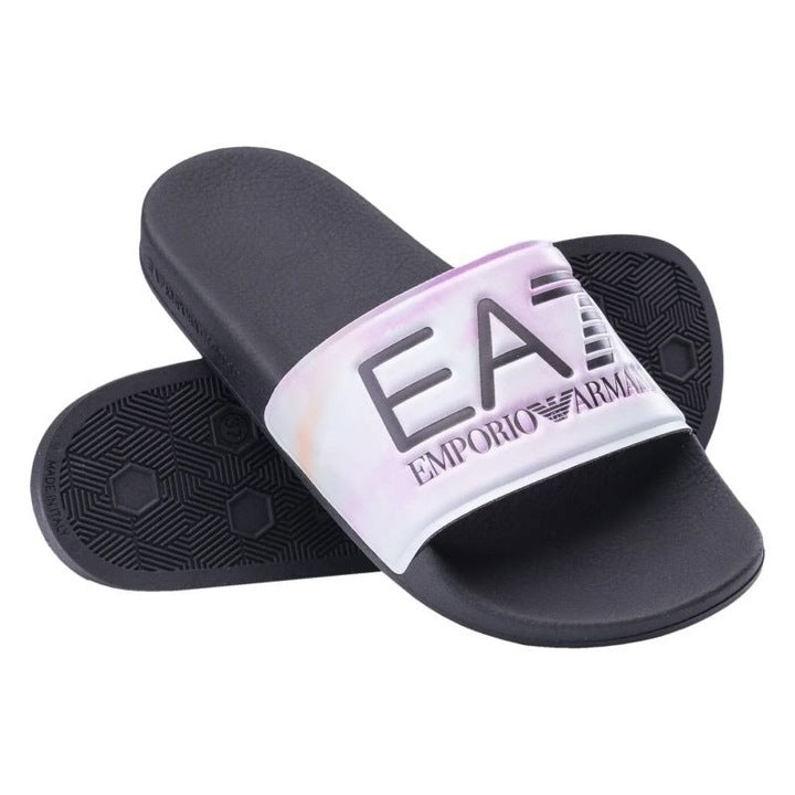 EMPORIO ARMANI Ciabatta Nera Fascia Colorata
