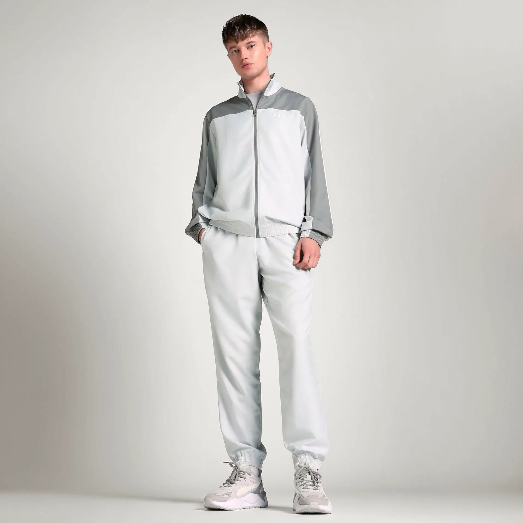 PUMA Tuta In Microfibra Con Zip Grigio