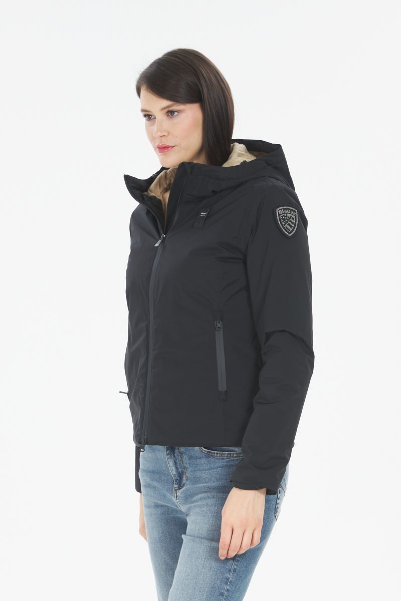 BLAUER Giubbotto Donna Liscio Invernale Con Pelliccia Interna Nero