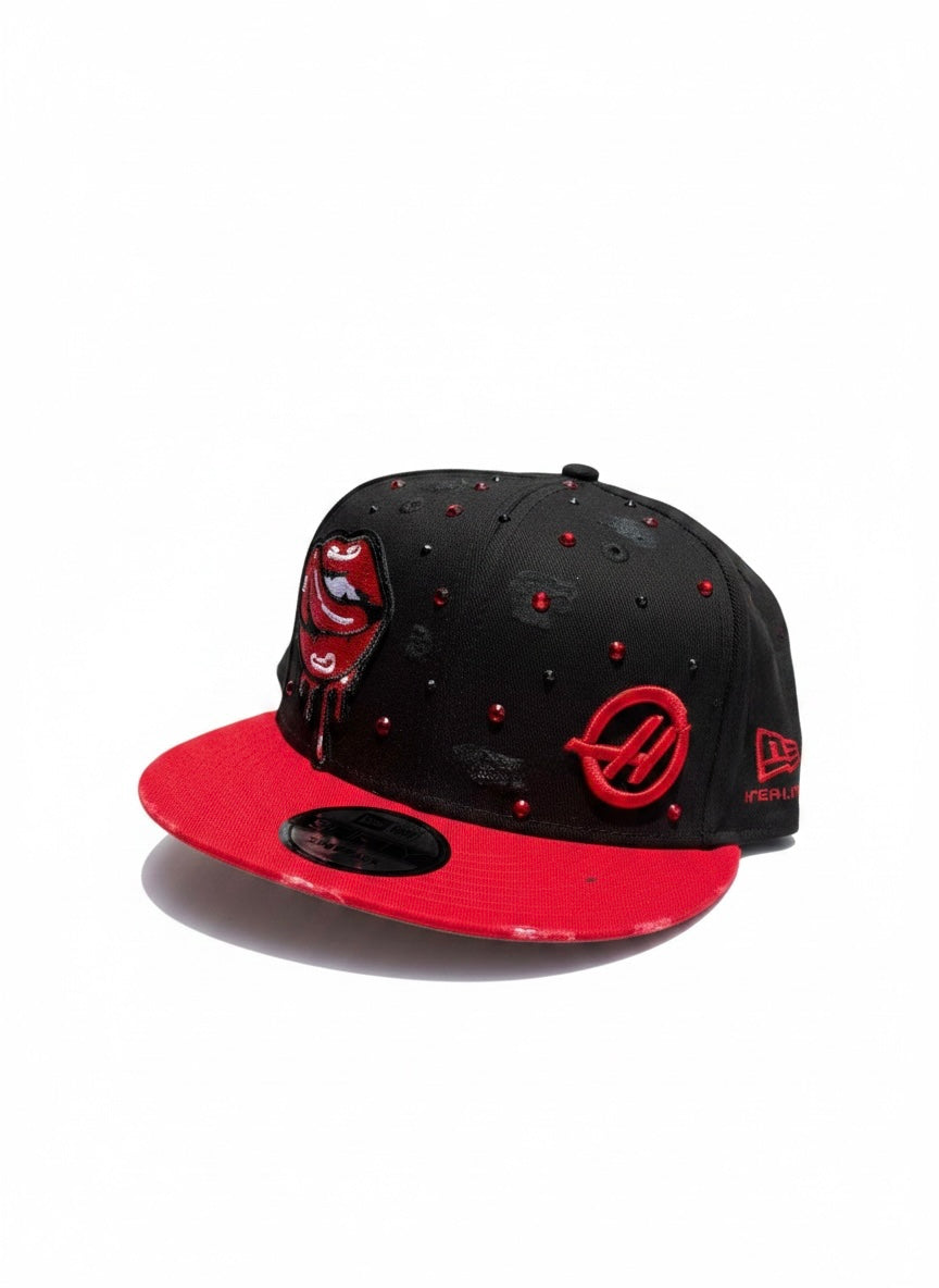 NEW ERA CUSTOM HASS F1 Con Patch e Strass Nero/Rosso
