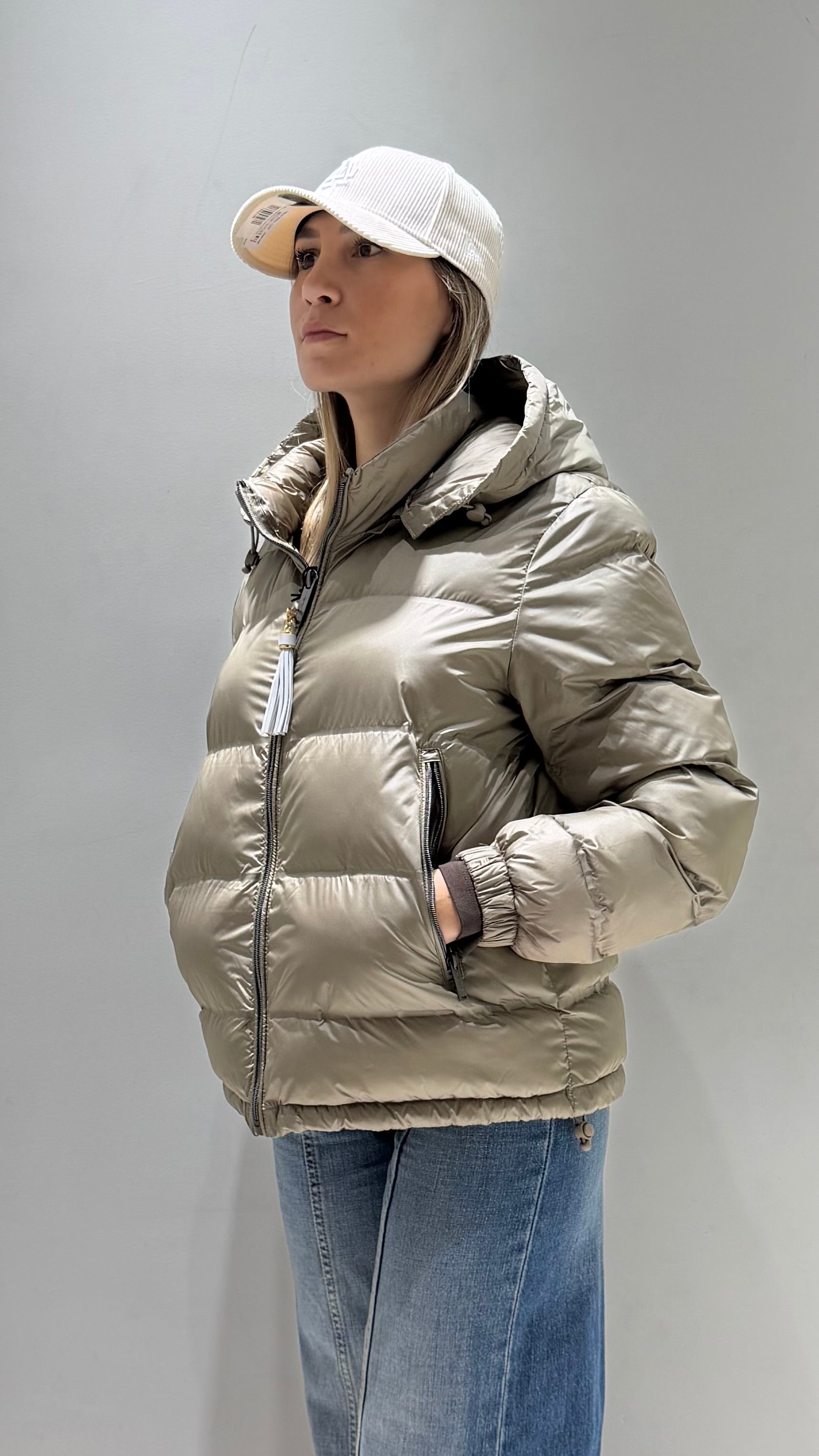 TREZ DONNA GIUBBOTTO FASCIATO CORTO TORTORA