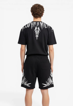 COUNTY OF MILAN Completino Marcelo Burlon T-Shirt e Pantaloncino Nero Stampa Logo Bianco