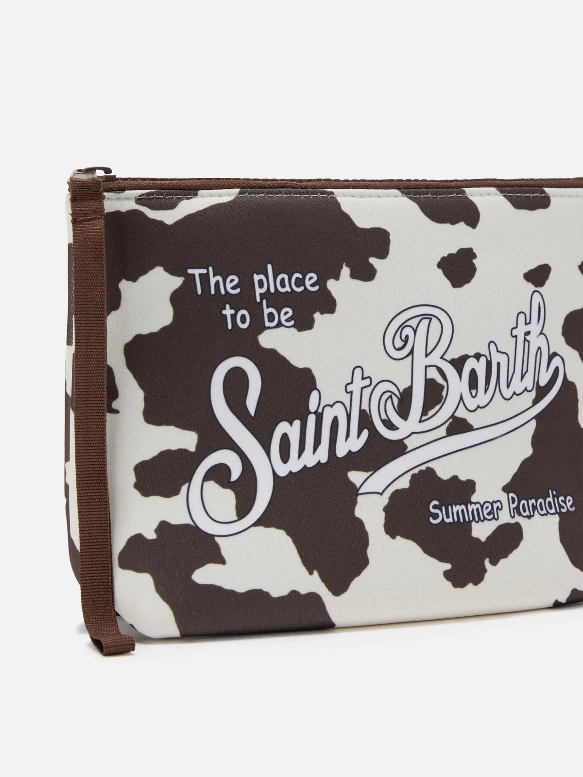 SAINT BARTH Pochette Aline In Scuba Cow West Grafica Animalier Mucca