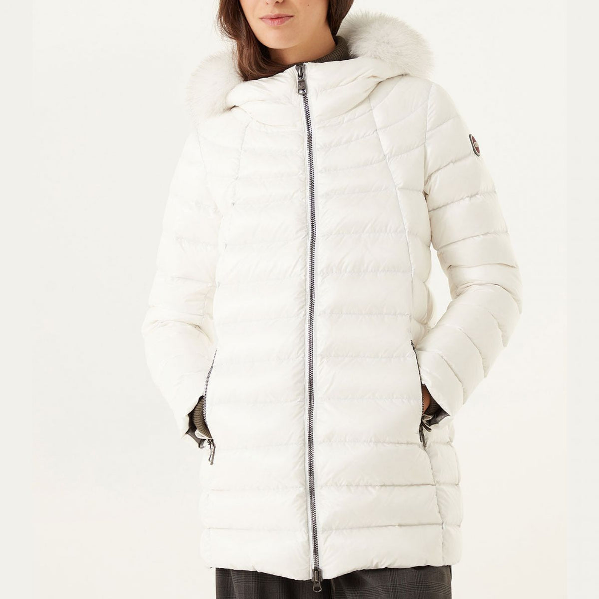 COLMAR DONNA GIUBBOTTO FASCIATO LUNGO CON PELLICCIA PANNA