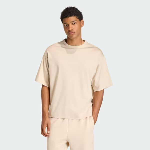 ADIDAS Completino In Cotone Con Stampa In Rilierbo Su Spalla Beige