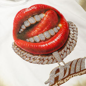 ART SUPER MONEY Felpa GRILLZ Con Cappuccio Bianca