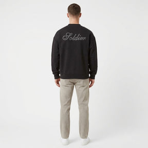 SOLDIER Felpa Girocollo Con Scritta Retro Ricamata Nero