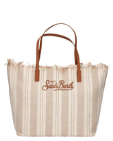 SAINT BARTH BORSA SHOPPER CITY IN CANVAZ A RIGHE BEIGE