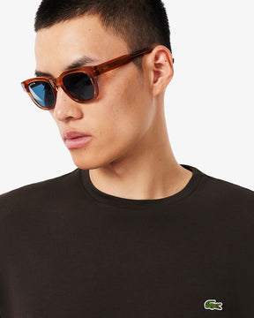 LACOSTE T-Shirt Basic in Cotone Marrone
