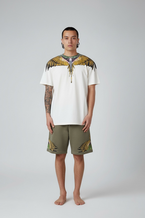 COUNTY OF MILAN Completino Marcelo Burlon T-Shirt Bianca e Pantaloncino Verde