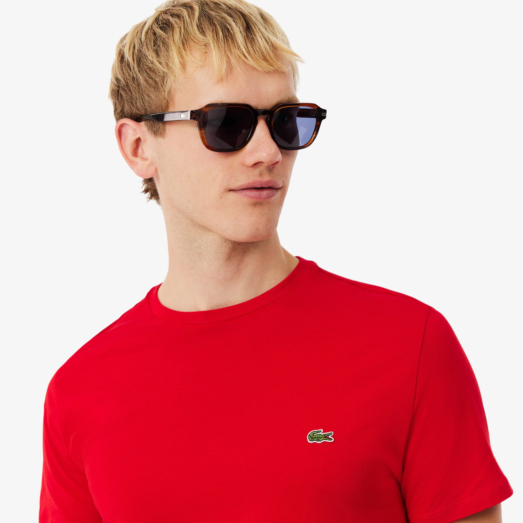 LACOSTE T-Shirt Basic In Cotone Pima Rosso