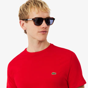 LACOSTE T-Shirt Basic In Cotone Pima Rosso