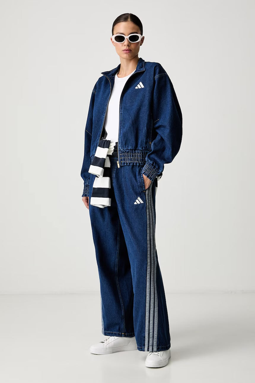 ADIDAS Donna Coordinato In Denim Blu Fondo Largo